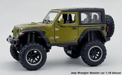 Jeep Wrangler Monster car 1:18 diecast scale model car - Big Size