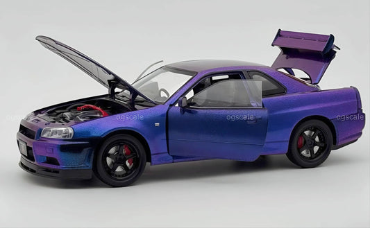 Nissan Skyline GTR R34 Fast & Furious 1:18 diecast scale model miniature car - Big Size