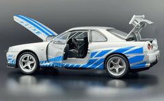 Nissan Skyline GT-R R34 Fast & Furious 1:24 diecast scale model car