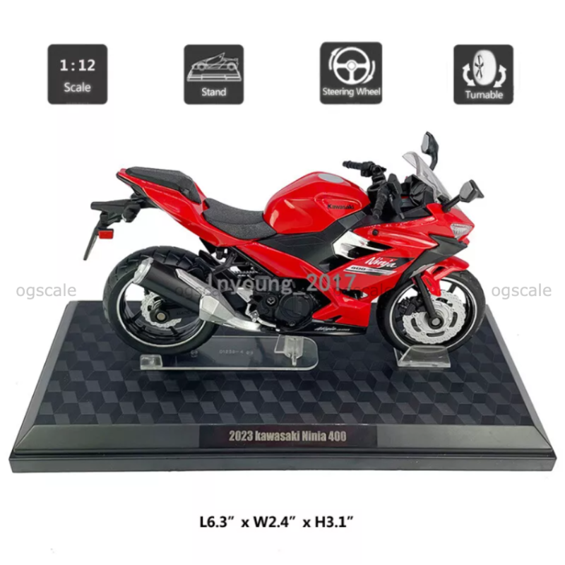 Kawasaki Ninja 400 Red 1:12 CCA licensed diecast scale model bike collectible