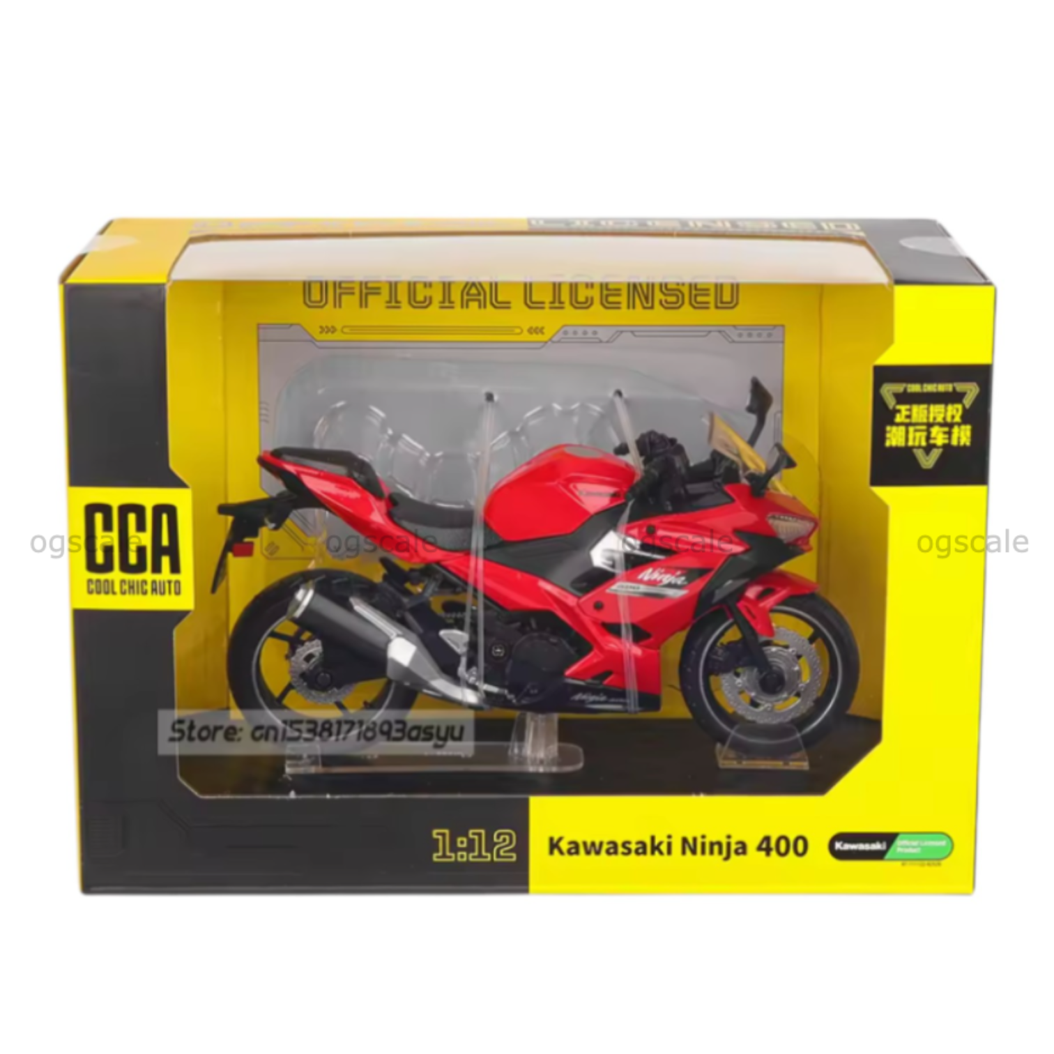 Kawasaki Ninja 400 Red 1:12 CCA licensed diecast scale model bike collectible