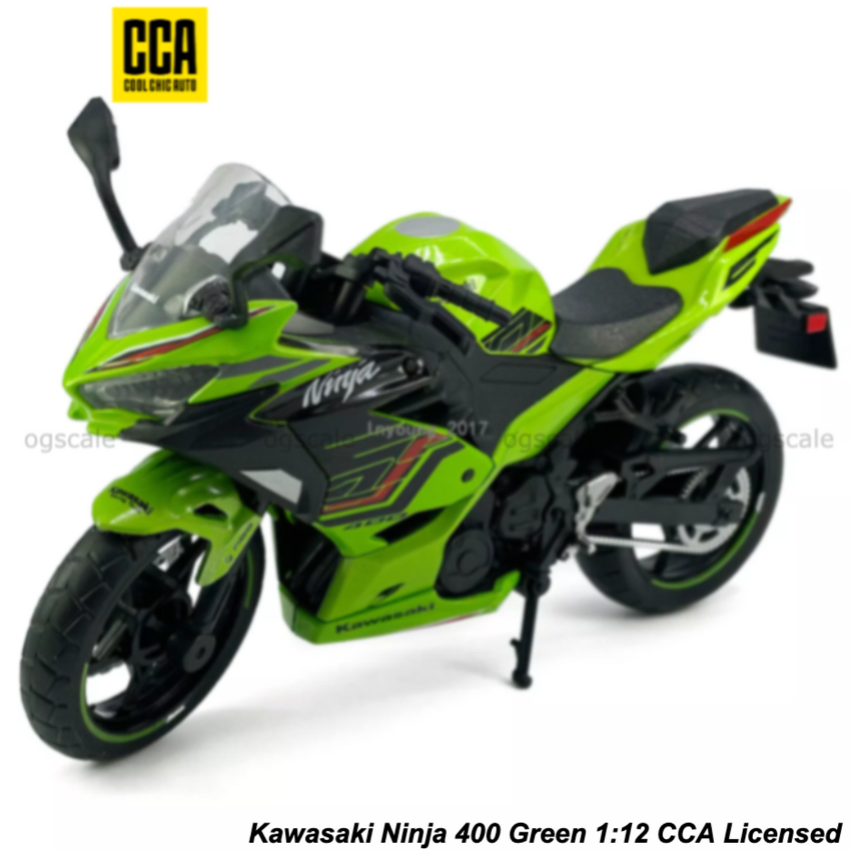 Kawasaki Ninja 400 Green 1:12 CCA licensed diecast scale model bike collectible